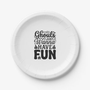 Ghouls Just Wanna Have Fun Vintage Halloween SVG_1 Paper Plate
