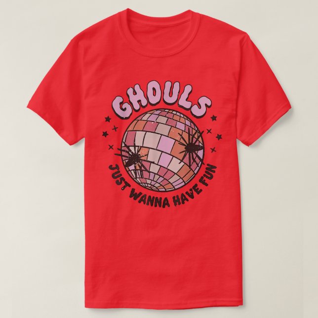 Ghouls Just Want Have Fun Disco Ball Girls Hallowe T-Shirt (Design Front)