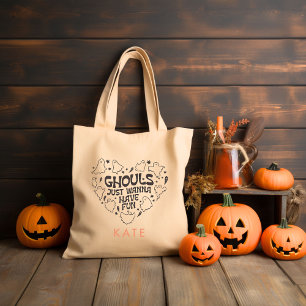 Ghouls just want to have fun Groovy Halloween Tote Bag