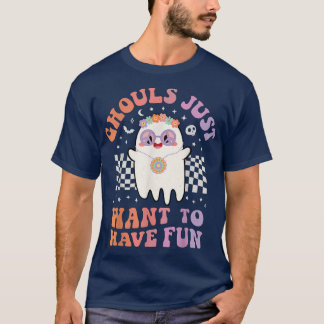 Ghouls Just Want to Have Fun Women Girls Floral Gh T-Shirt