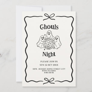 Ghouls Night doodle halloween party invitation