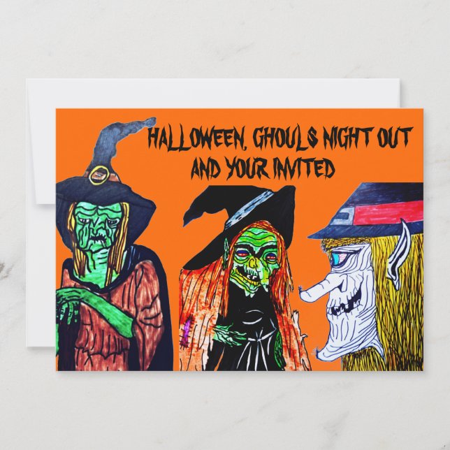 GHOULS NIGHT OUT HALLOWEEN PARTY invitation (Front)