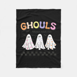 Ghouls wanna have fun retro groovy spooky season fleece blanket