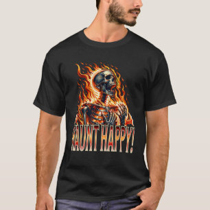 Ghouls Zombies Ghost Spooky Halloween Flaming Skul T-Shirt