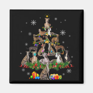 Ghound Christmas Tree Lights Funny Dog Xmas Gif T  Magnet