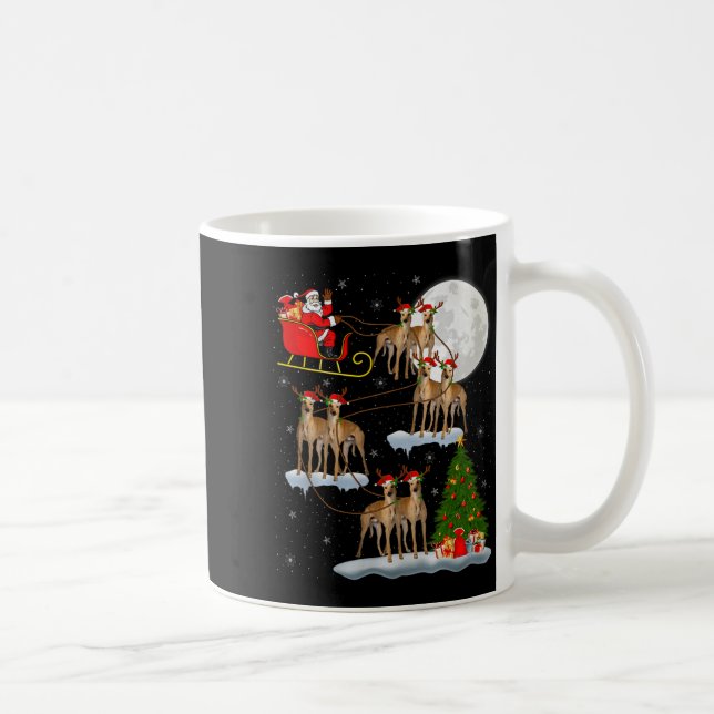 Ghound Dog Santa Sleigh Flying Funny Magical Chris Coffee Mug (Right)