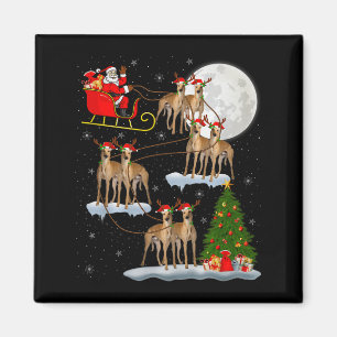 Ghound Dog Santa Sleigh Flying Funny Magical Chris Magnet