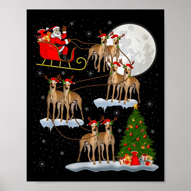 Ghound Dog Santa Sleigh Flying Funny Magical Chris Poster (Front)