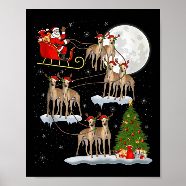Ghound Dog Santa Sleigh Flying Funny Magical Chris Poster (Front)