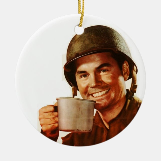 GI Cuppa Joe Ceramic Tree Decoration (Front)