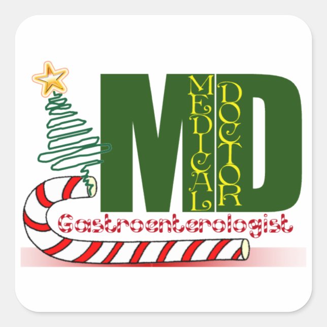 GI GASTROENTEROLOGIST MERRY CHRISTMAS SQUARE STICKER (Front)