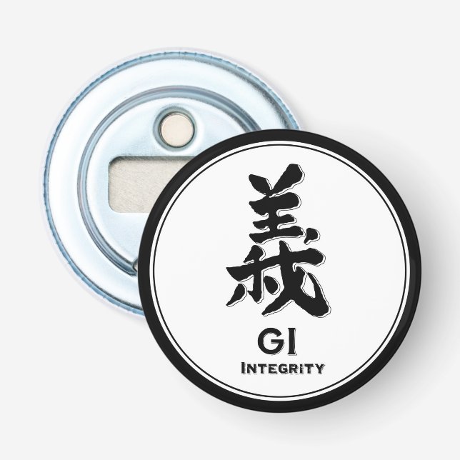 GI integrity bushido virtue samurai kanji tattoo Bottle Opener (Front)
