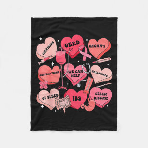 Gi Nurse Valentine Hearts Candy Gastroenterology E Fleece Blanket