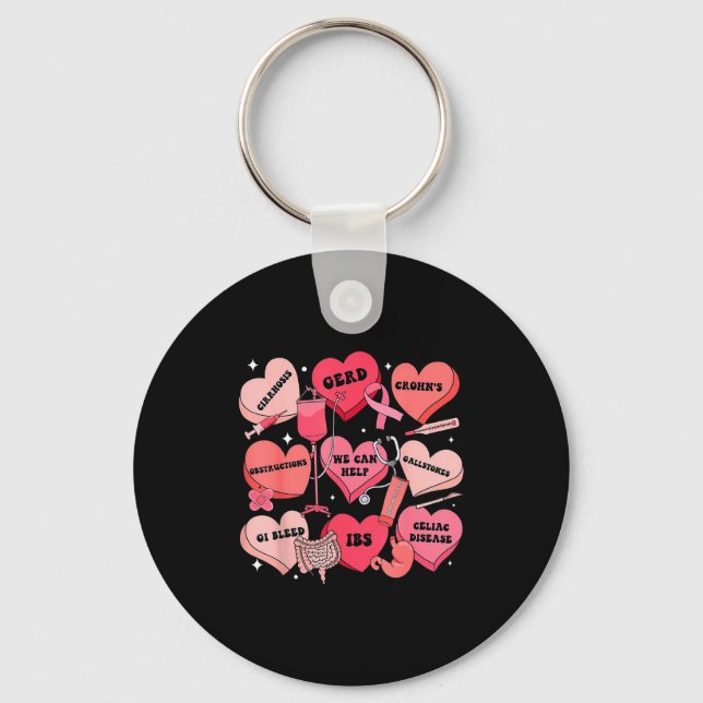 Gi Nurse Valentine Hearts Candy Gastroenterology E Key Ring (Front)