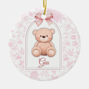 Gia   Custom Pink Teddy Bear Nursery Design  Ceramic Ornament