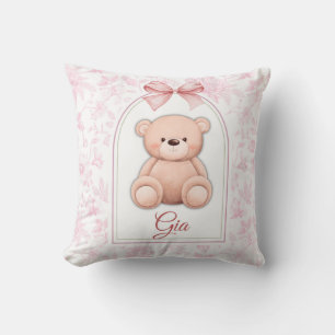 Gia Custom Pink Teddy Bear Nursery Design Cushion