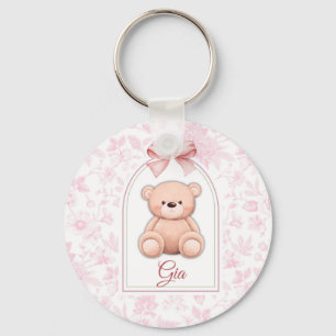 Gia   Custom Pink Teddy Bear Nursery Design  Key Ring