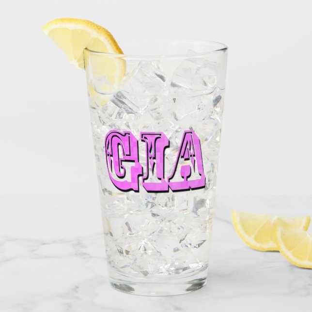 Gia Name In Dimensional Pink, Glass (Front Ice)