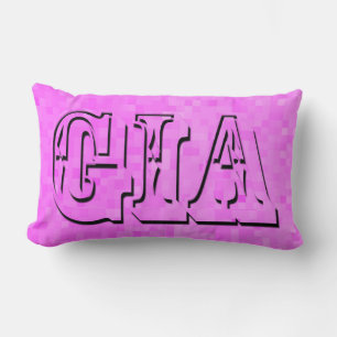 Gia Name In Dimensional Pink, Lumbar Cushion