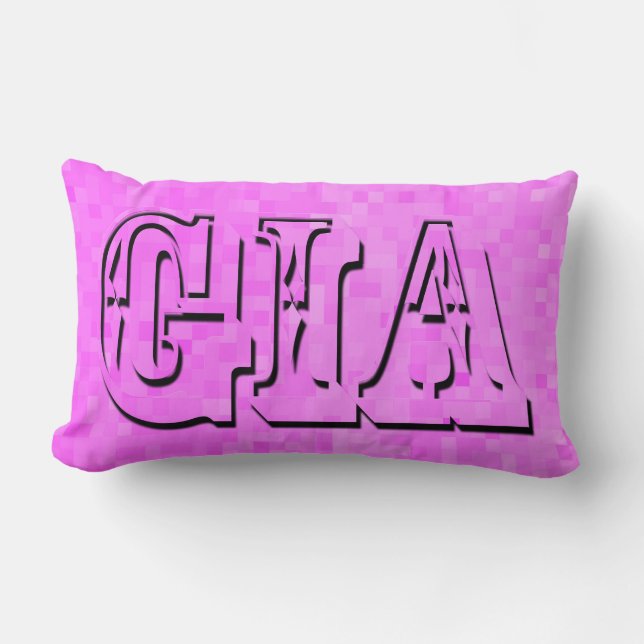 Gia Name In Dimensional Pink, Lumbar Cushion (Front)