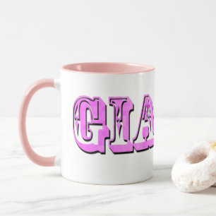 Gia Name In Dimensional Pink, Mug