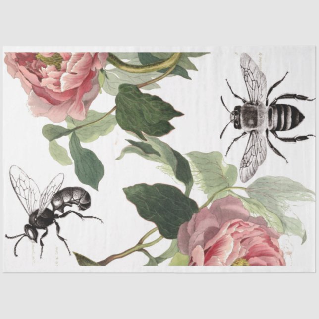 GIan Floral Bee Elements Decoupage Sheet (Front)