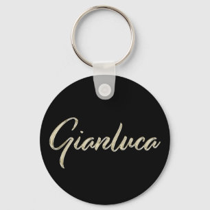 Gianluca Name whitegold Button Schlüsselanhänger Key Ring