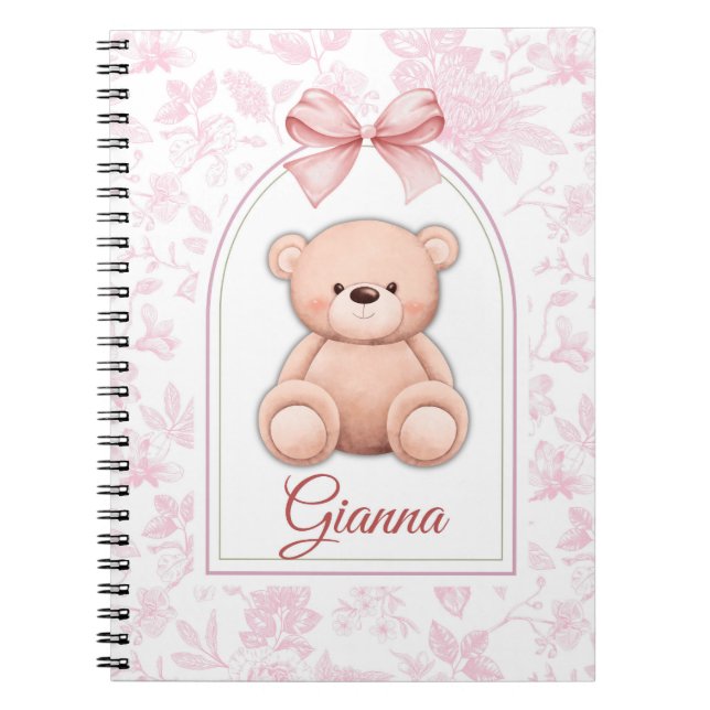 Gianna | Custom Pink Teddy Bear Nursery Design  Notebook (Front)