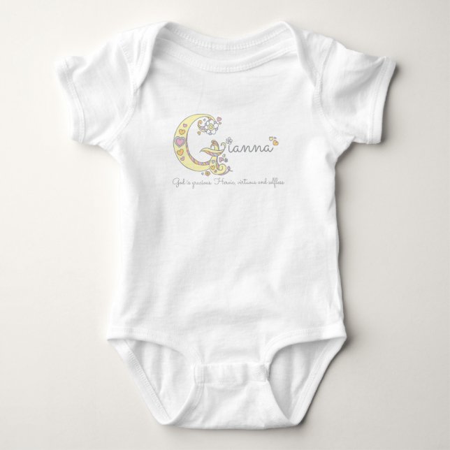 Gianna girls name and meaning personalised baby bodysuit (Front)