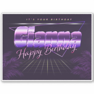 Gianna Name Vorname lila retro Sticker Geburtstag