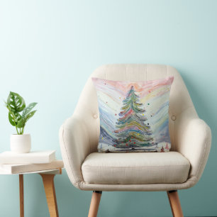 Giant Abstract Modern Christmas Tree Tiny Town Cushion