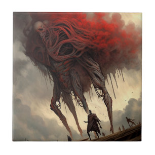 Giant Alien Walking Science Fiction Horror Art Ceramic Tile