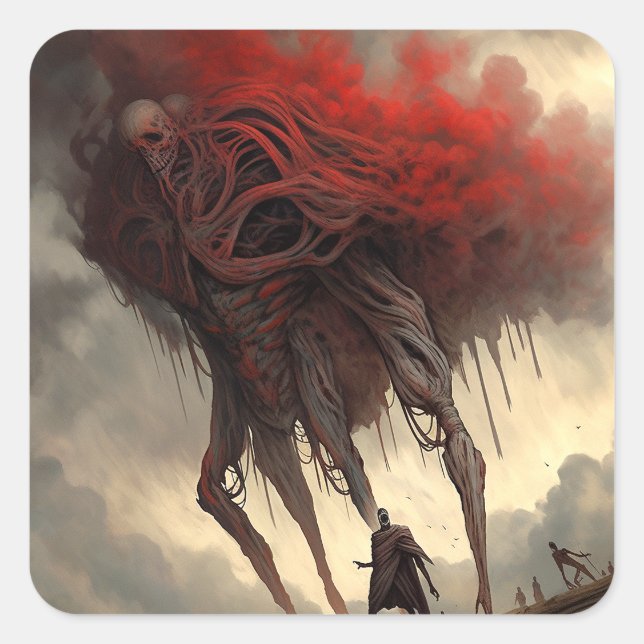 Giant Alien Walking Science Fiction Horror Art Square Sticker (Front)