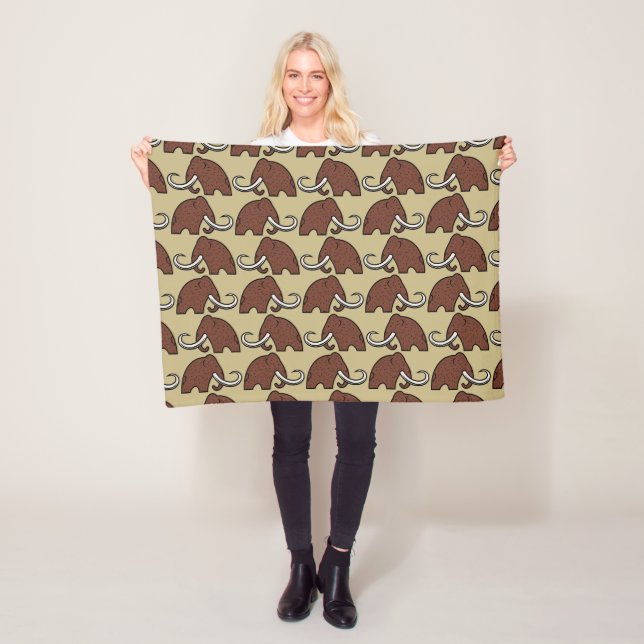 Giant Animals: Cartoon of Extinct Mammoths Fleece Blanket (In Situ)
