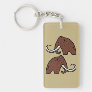 Giant Animals: Cartoon of Extinct Mammoths Key Ring