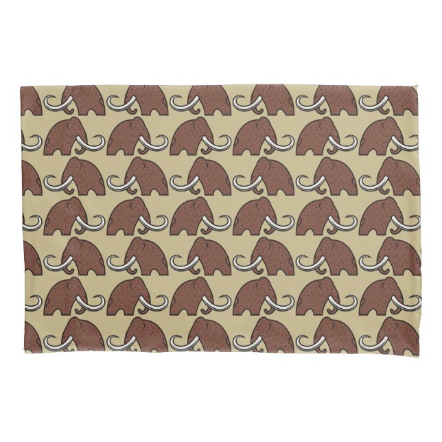 Giant Animals: Cartoon of Extinct Mammoths Pillowcase (Front)