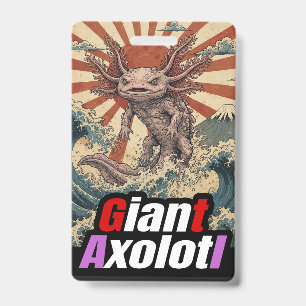 Giant Axolotl Japanese Wave Ukiyo e ID Badge
