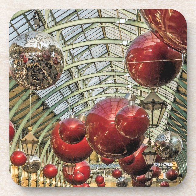 Giant baubles view Christmas coasters (Front)