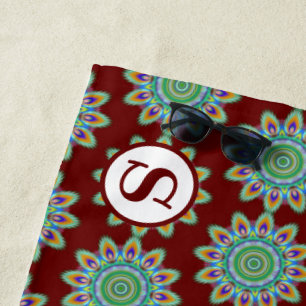 Giant beach towel 70x30 in psychedelic pattern