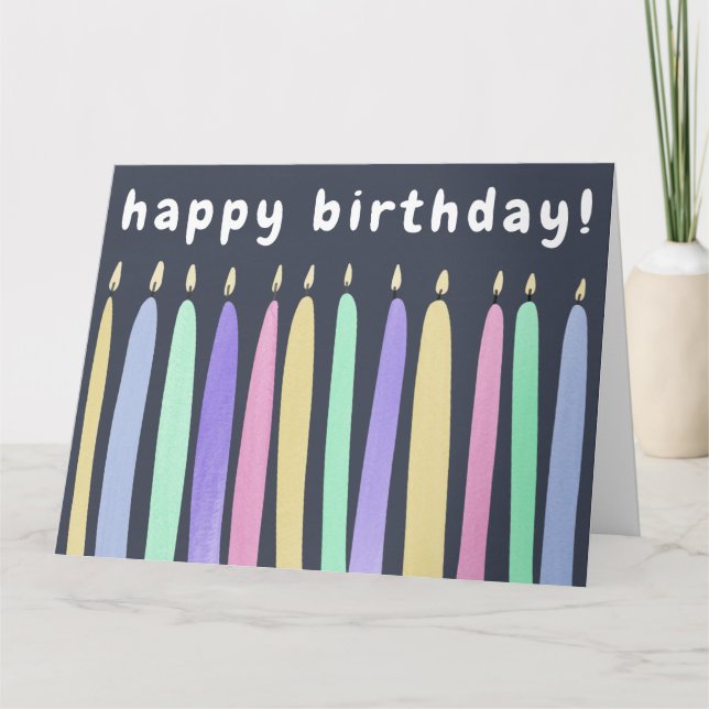 Giant Birthday Candles Illustration | Blank Card (Front)