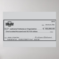 Giant Blank Check for Sweepstakes & Awards