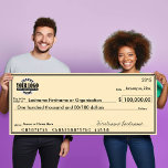 Giant Blank Check for Sweepstakes & Awards Poster<br><div class="desc">(CHECK ACCOUNT NUMBERS ARE FALSE) 1) Upload your logo (USE A .PNG FILE). 2) Fill in all of the text information. 3) Choose a poster size and stock.</div>