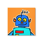 Giant Blue Cartoon Robot Canvas Print