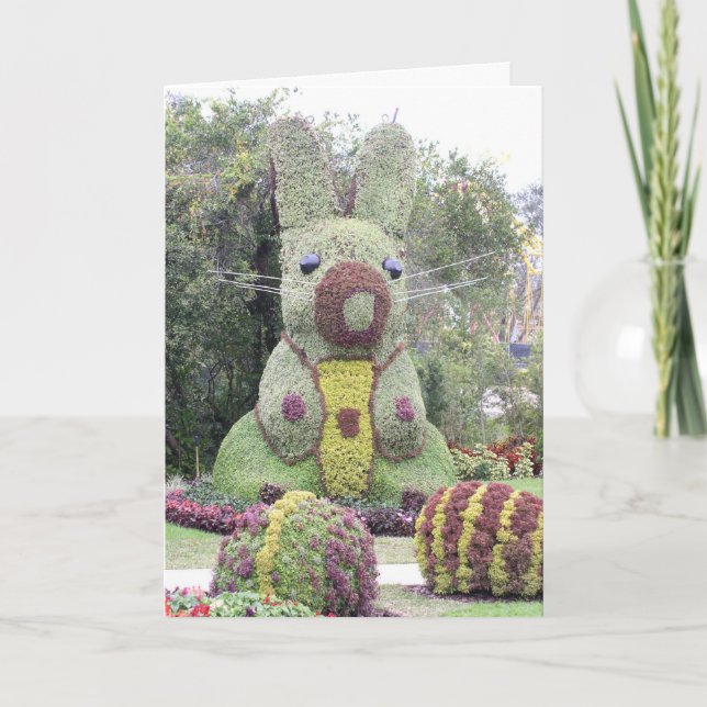 Giant Bunny topiary Holiday Card (Front)
