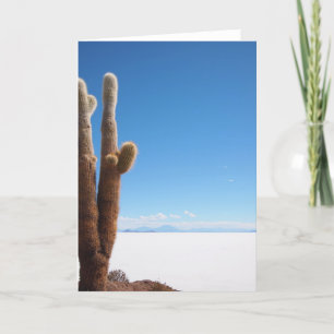 Giant cactus on the Salar de Uyuni greeting card