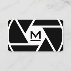 Giant camera lens white black Business Card