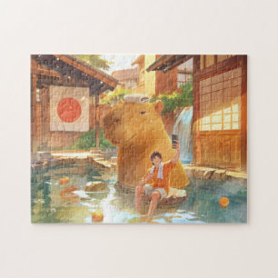 Giant Capybara – Hot Spring Illustration Jigsaw Puzzle