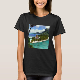 Giant Cat On A Tropical Island  Cat T-Shirt