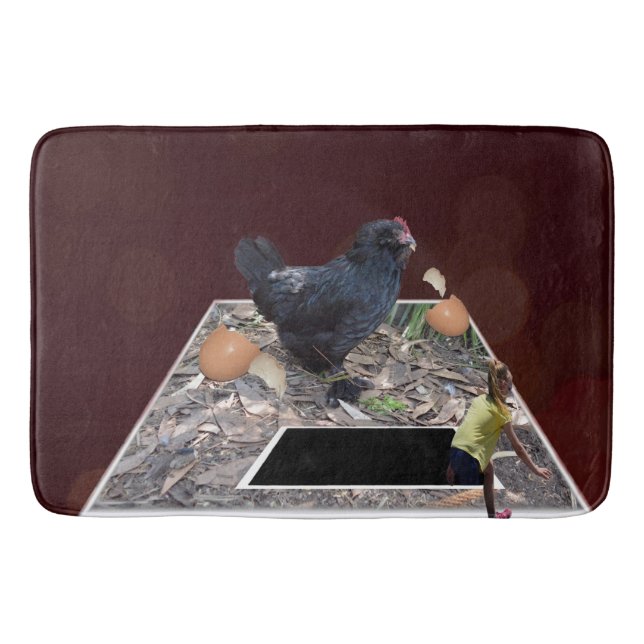 Giant Chicken Egg Crusher Large Memory Bathmat (Front)
