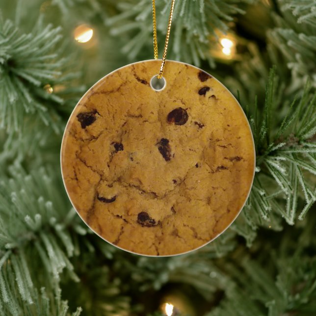 Giant Chocolate Chip Cookie Ceramic Ornament (Tree)